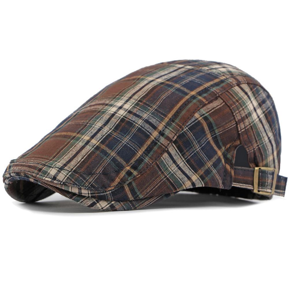 HT4159 Berets Spring Summer Cap for Men Women Retro Artist Painter Beret Hat Plaid Ivy Flat Cap Male Female Adjustable Beret Cap