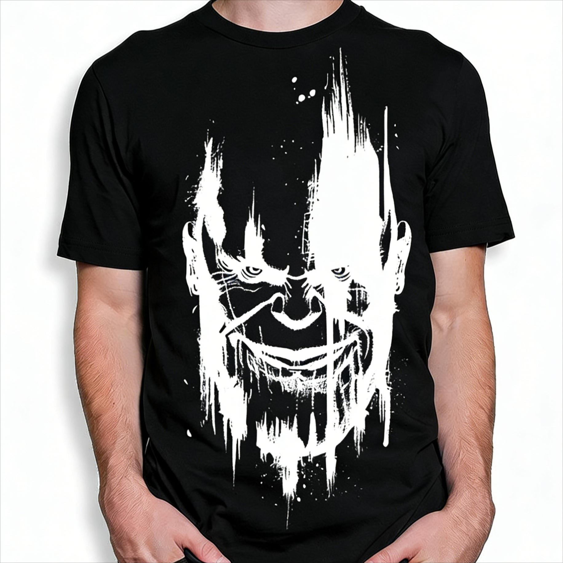 

Abstract Ink Sketch Face T Shirt Minimalist Dark Warrior Portrait Graphic Tee Men Artistic Gothic Streetwear Cotton Unseix Tee S