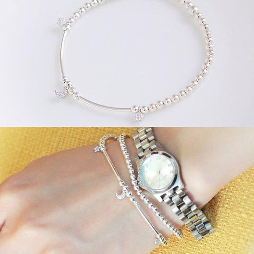 Cubic Star Moon Ball Stick Urethane String Silver Silver Bracelet Bracelet Gift Birthday Gift Bracelet Summer Bracelet Silver Bracelet Daily Bracelet