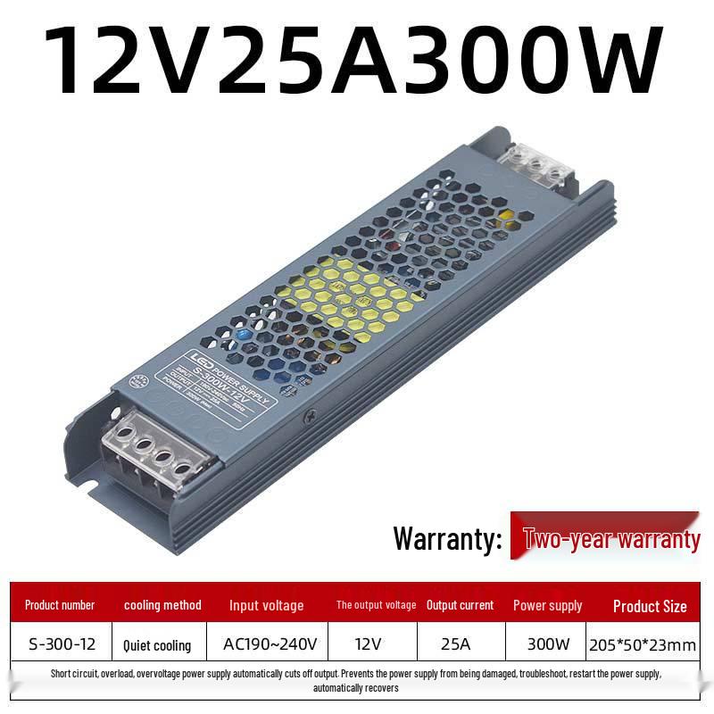 Ultra-Thin LED Power Supply for Light Strips: 220V To 24V/12V Silent Transformer for Advertising Displays.