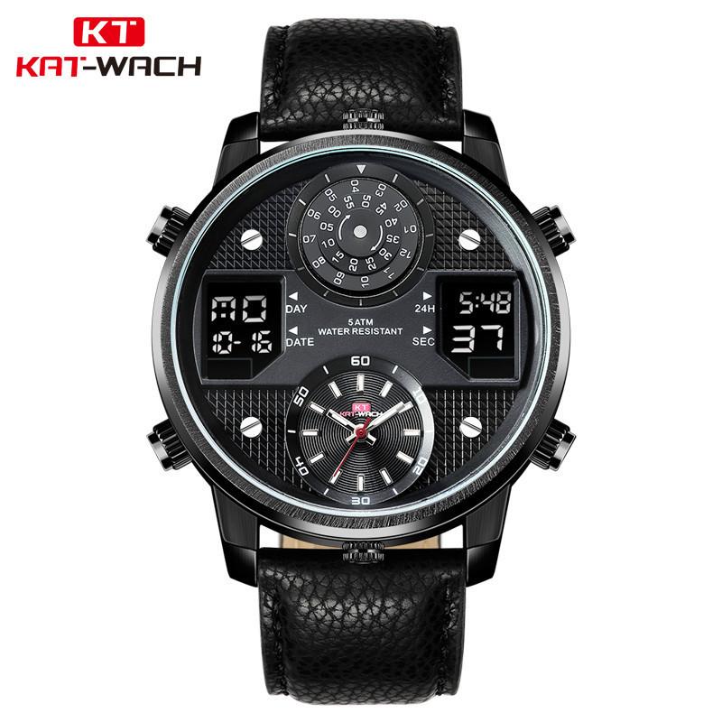 Large Dial Watch Men's Black Technology Multifunctional Waterproof Luminous Sports Student Quartz Electronic Watch
