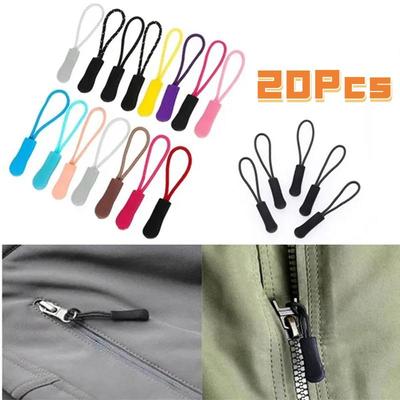 20 Pcs Zipper Pull Puller End Fit Rope Tag Replacement Clip Broken Buckle Fixer Zip Cord Tab Travel Bag Suitcase Tent Backpack