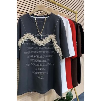 Γυναικείο T-shirt Φαρδύ T-shirt με Στρογγυλή Λαιμόκοψη Τυπωμένο με Γράμματα Μεγάλο Μέγεθος T-shirt
