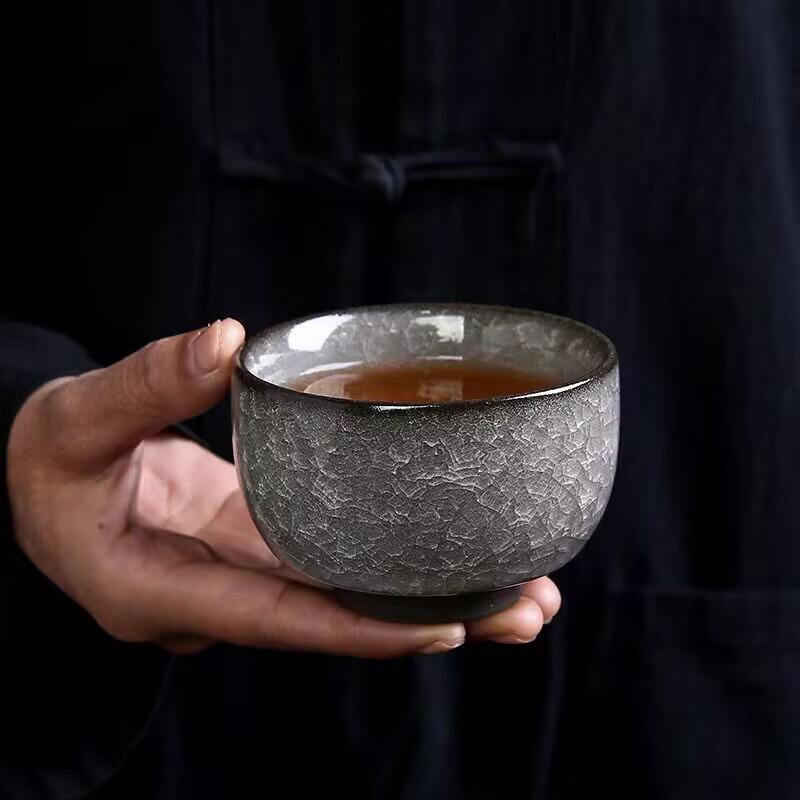Black Ice Flower Master Cup Single Cup High-End Couple Pair Of Kung Fu Teacups Tea Cup Ice Crack Tea Cup Tea Bowl