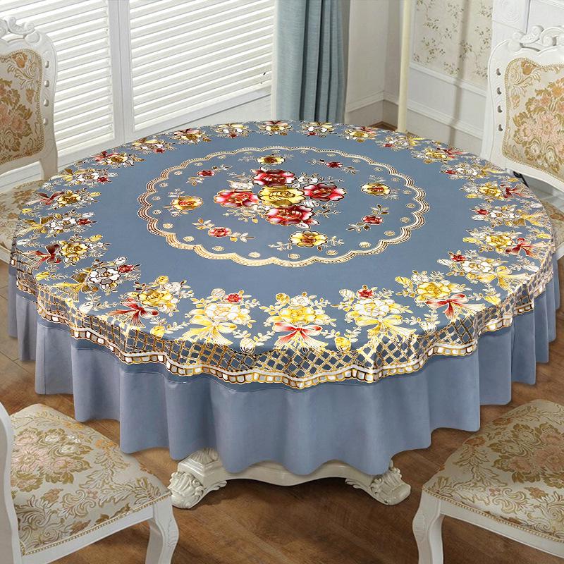 Luxury Waterproof PVC Tablecloth: Oilproof, Anti-scald, Wash-free Round Design for Hotels and Homes
