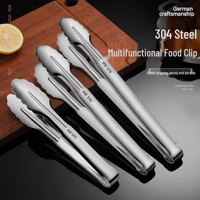 304 Stainless Steel Thickened Kitchen Tongs for Frying, Grilling, and Serving