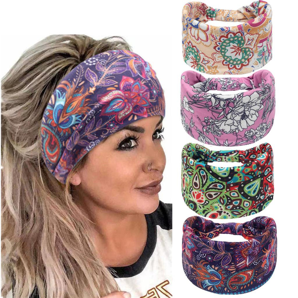 Bohemian Cashew Yoga Übung Stirnband Anti Schweiß und Feuchtigkeit Absorbieren Elastische Baumwolle Stirnband Knoten Stirnband