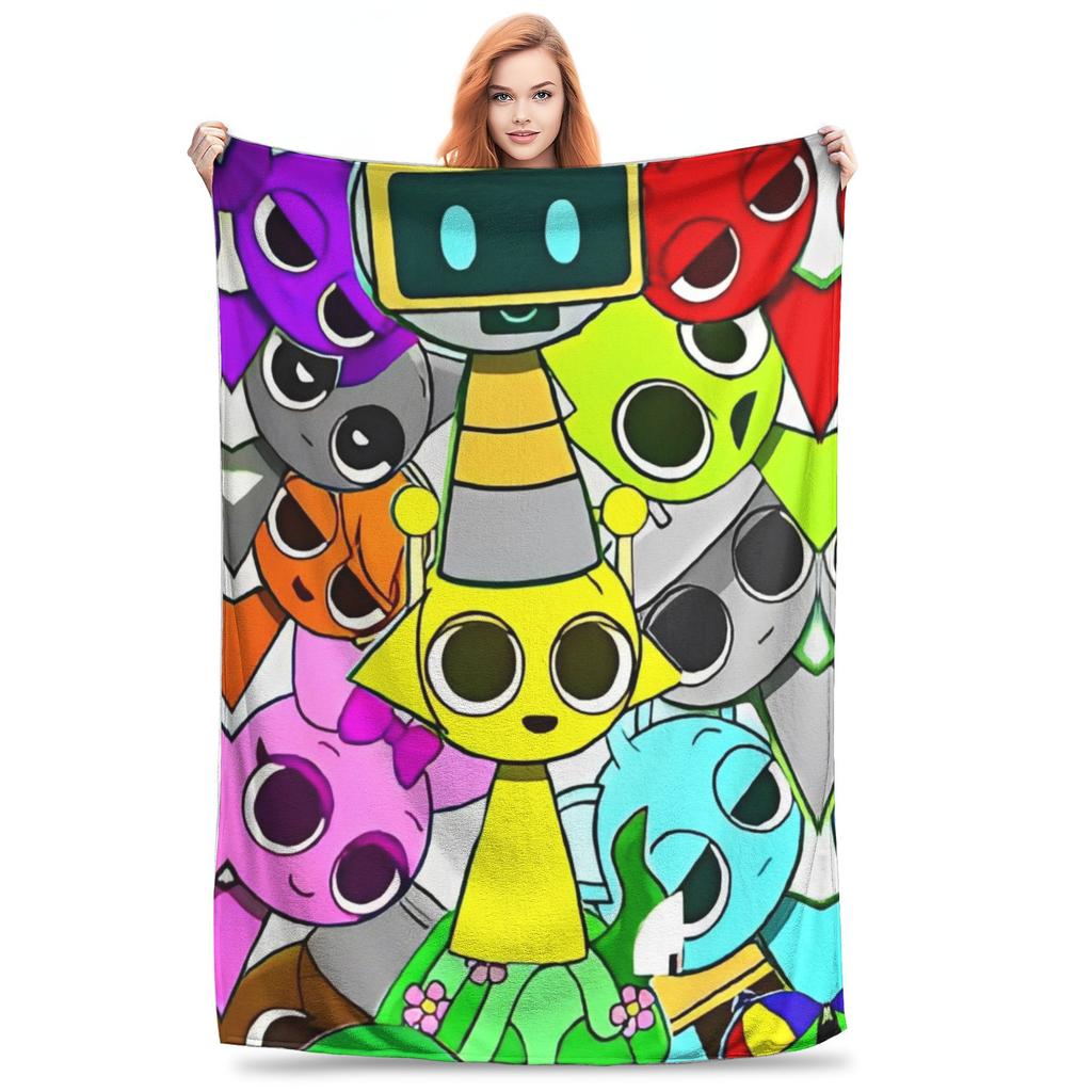 Game Sprunki Incredibox Blanket Flannel Funny Warm Throw Blanket for Bed Sofa Summer