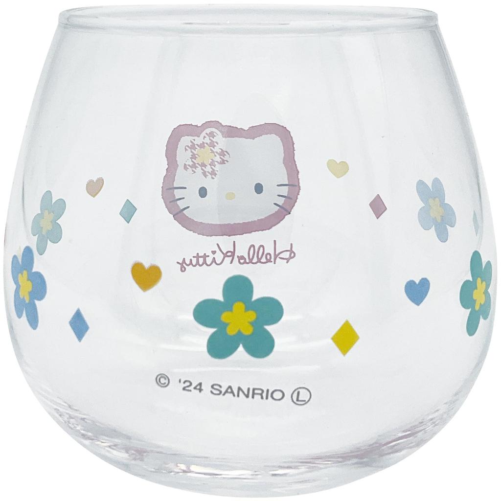Sanrio Hello Retro Swaying Tumbler Character Hello Kitty Made In "Kaohana Kitty" Glass, Approx. 290ml, Approx. 9x8cm, Tableware, Goods, Clear, Japan,