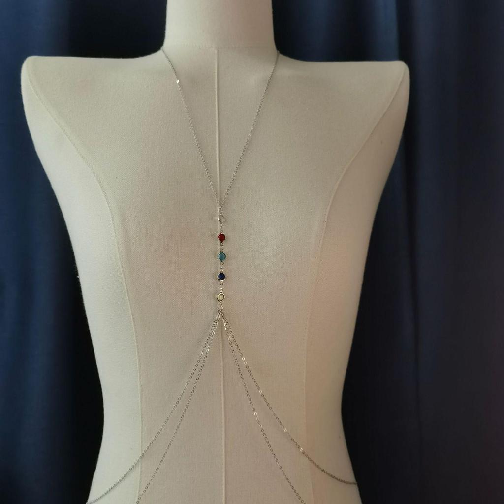 Evropsko-americký kamínkový bikiny plážový vrstvený třásňový body řetízek