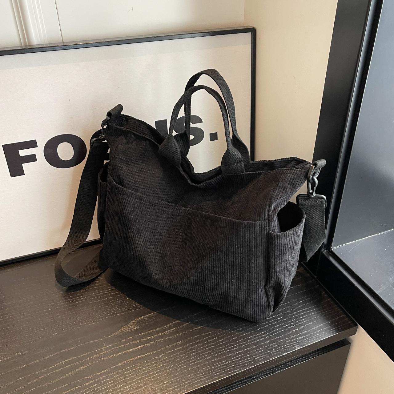 

Простая цветная вельветовая сумка-тоут с несколькими карманами, вместительный повседневный рюкзак, подходит для путешествий на открытом воздухе и поездок на работу. (30cm<Max Length<50cm)