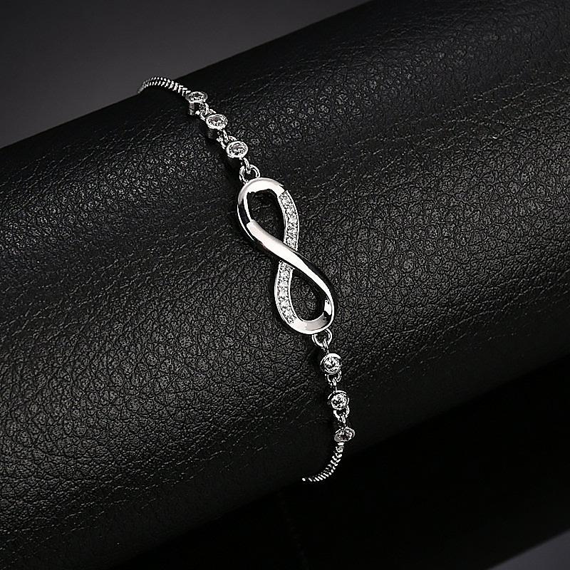 Fine 925 Silver Crystal Bracelets For Women Fashion Vintage Knot Adjustable Charm Bracelets Party Wedding Jewelry Gifts