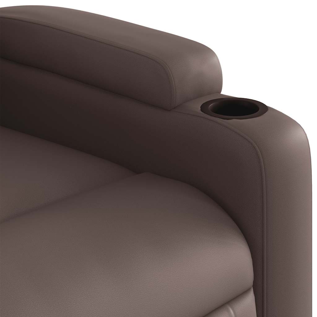 Electric Recliner with Lift Function Brown Faux Leather