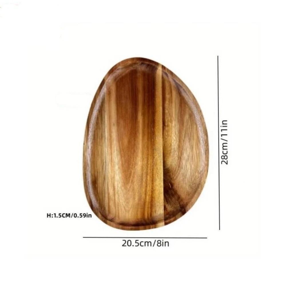 Solid Wood Dessert Plate Japanese Style Irregular Wooden Tray Plate Tableware Heat Resistant Dried Fruit Snack Plate Cafe Use