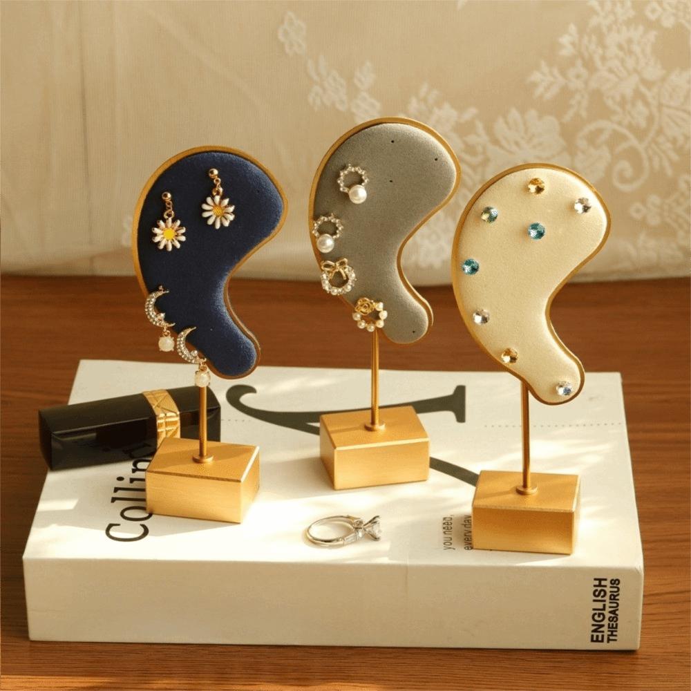Microfiber Earring Hanging Rack Ear Shape Stud Jewelry Organizer Storage Ear Clip Holder  Counter