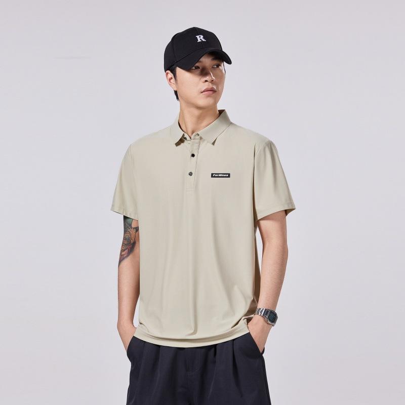 

American Ice-sensing POLO Shirt for Men Short-sleeved Loose Summer New Markless Ice Silk Men s Body Shirt 3XL