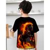 Koszulki Dziecięce 3D Ogień Koń Odzież Chłopięca Koszulka Dziecięca Odzież Dziecięca Ubrania Chłopięce Bluzki Koszulka z Krótkim Rękawem dla Chłopca