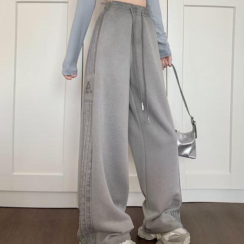 Casual Pants Women Moisture Wicking Wide Leg  Color Block Lace Long Pants Sporty for Trendy Outfits