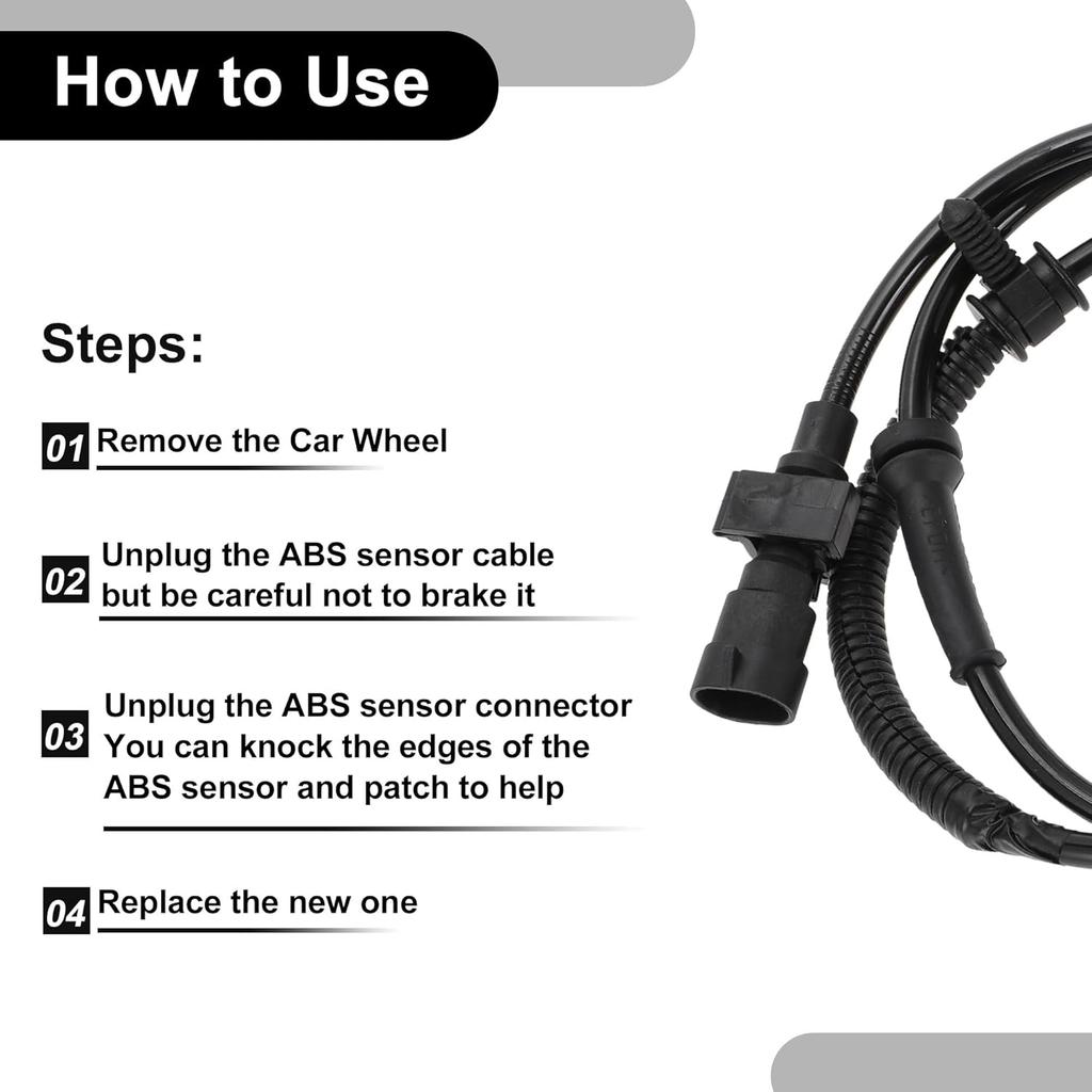 ABS Wheel Speed Senor No.56041316AA/56041316AB/56041316AC Front Right ABS Sensor Anti-lock Braking System Sensor for Jeep Grand Cherokee 1999-2004