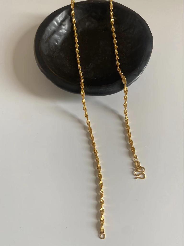 24K Gold Electroplated Sunflower Titanium Steel Necklace with Starry Beads and M-Clasp Design