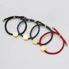 Adjustable Handmade Braided Bracelet With Engravable Round Charm Titanium Steel Unisex Couple Jewelry