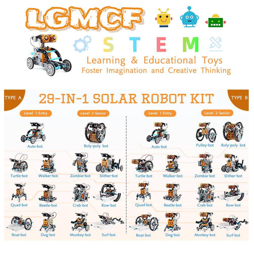 2024 DIY 29-in-1 Solar-Powered Self-Assembling Toy Car & Intelligent Robot Kit