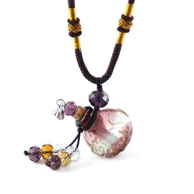 1PC Murano Cam Parfüm Barok Kolye Uçucu Yağ Şişeleri Aroma Parfüm Şişesi Kolye