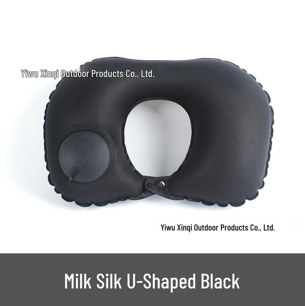 Inflatable U-Shaped Velvet Neck Pillow - Travel Essential, Foldable & Portable