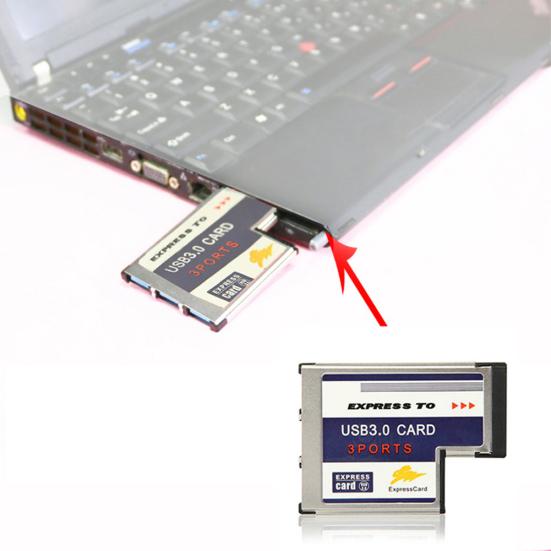 Super Speed 54mm Express Card to 3 Ports USB 3 Adapter Converter