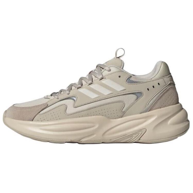 Adidas Ozwave PU Fabric Synthetic Leather Comfortable Versatile Low-Top Dad Shoes Unisex Sneakers Khaki JS3024