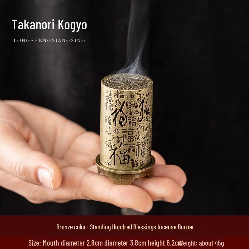 Xiangyun Lotus Incense Burner: Mini Three-Legged Copper Aromatherapy with Porous Boshan Design