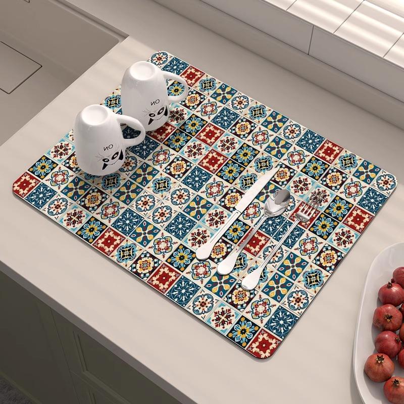 Amerikanische Küchenarbeitsplatten-Abtropfmatte Diatomeenerde-Absorption Schnelltrocknende Matte Nicht auswaschen Isolierung Spülbecken-Barmatte