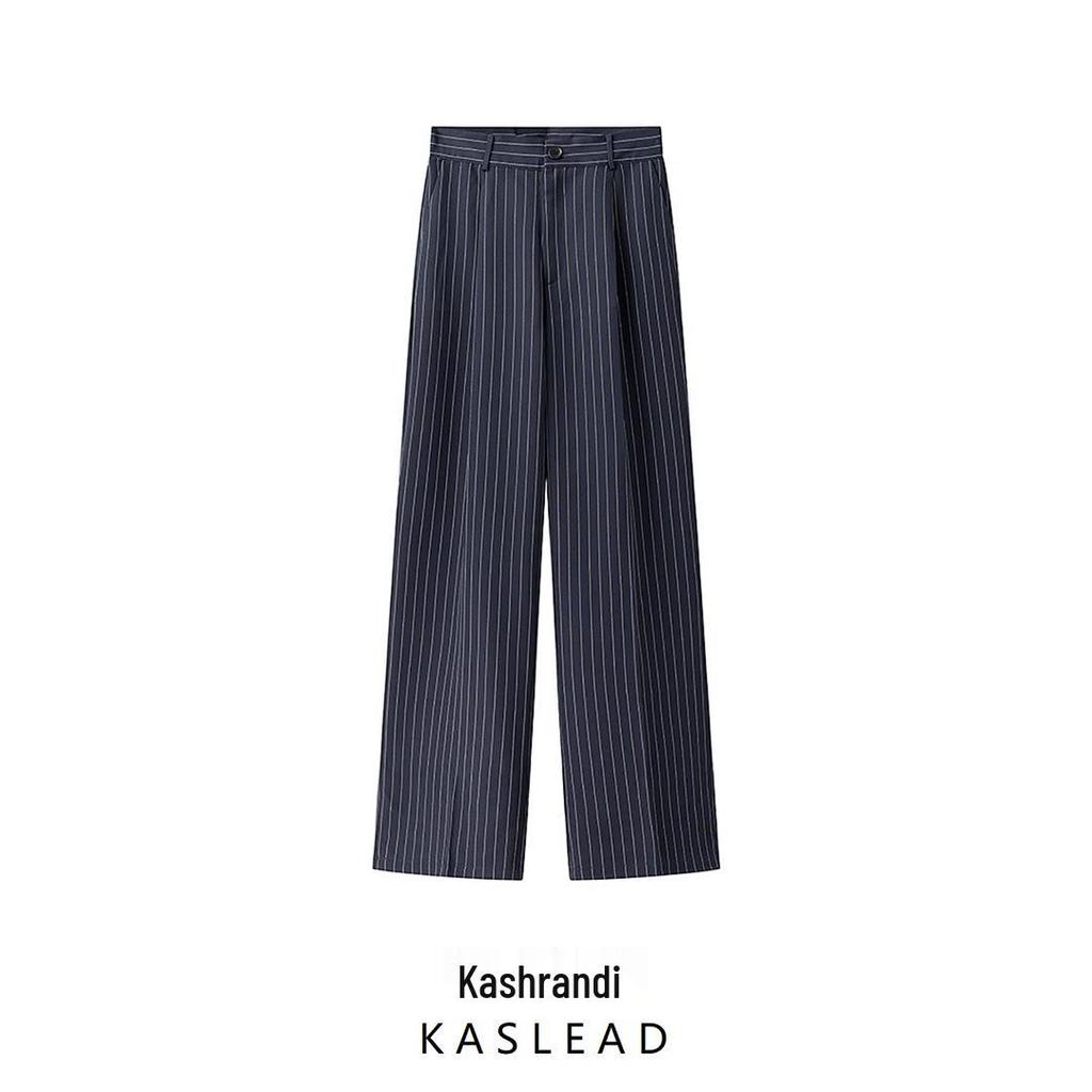 2025 Spring Women's European-American Striped Casual Straight-Leg Pants