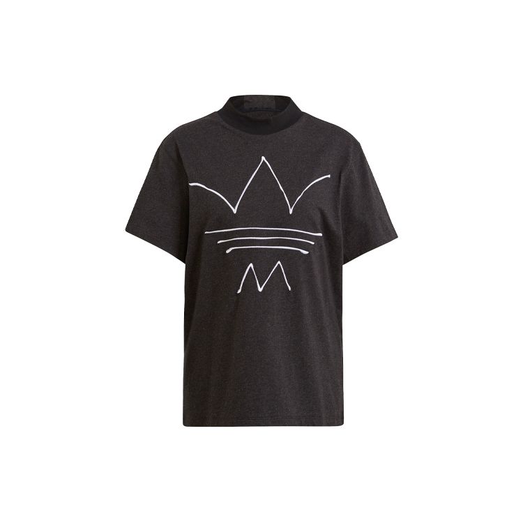 Adidas Originals Trefoil Logo Embroidered Sports Round Neck Printed Casual Short Sleeve T-Shirt Women tops Black GN4338 30