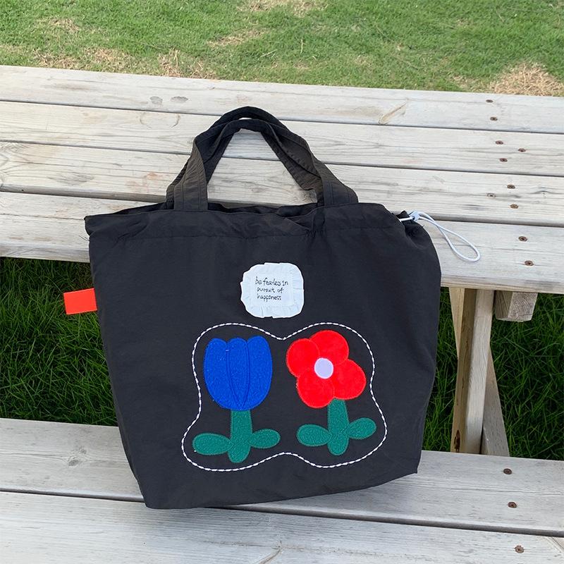 

Конфетный цвет женские портативные сумки для покупок милый цветок женская большая вместимость сумка через плечо повседневная сумка для поездок на работу женские сумки-тоут чёрный