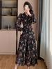 Korean Style Floral Ruffled Dress - Sweet Vacation, Waist-Cinching, Long Frilly Edge Design