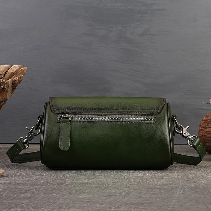 Johnature Vintage Hakiki Deri Yaz Yastık Çanta El Yapımı Çok Yönlü Düz Renk Kadın Omuz ve Crossbody Çanta