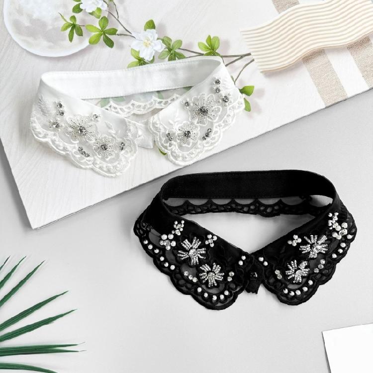 Eleganter Wiederverwendbarer Falscher Kragen Verziert mit Künstlichen Perlen Design Freundliches Polyester Business Meeting Kragen-Enhancer