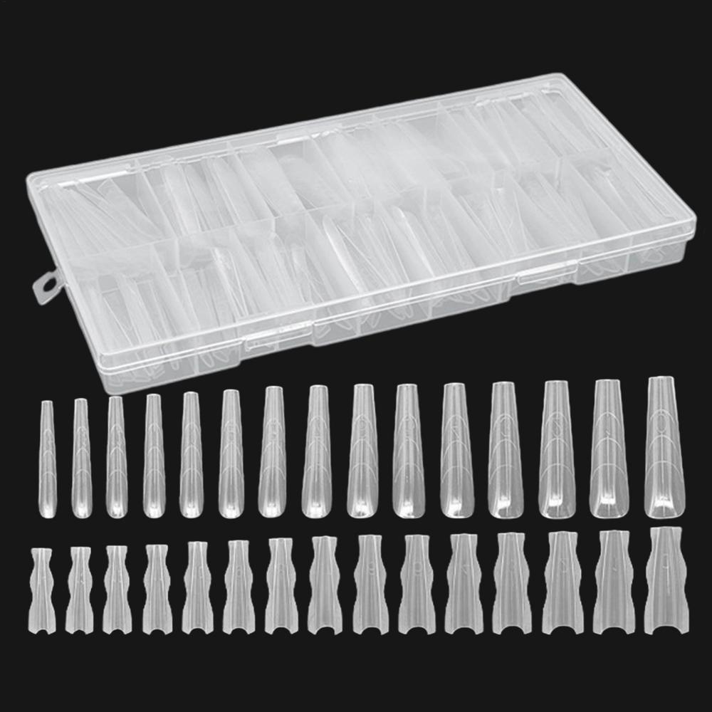 Nail Forms 180pcs Clear Sandwich Structure Nail Mold Transparent Almond-shaped Nails Tips Forms Nail Art Extended Supplies