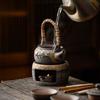 Vintage Japanese Style Rustic Ceramic Tea Kettle / Heating Base - Portable Handle Teapot for Home Use