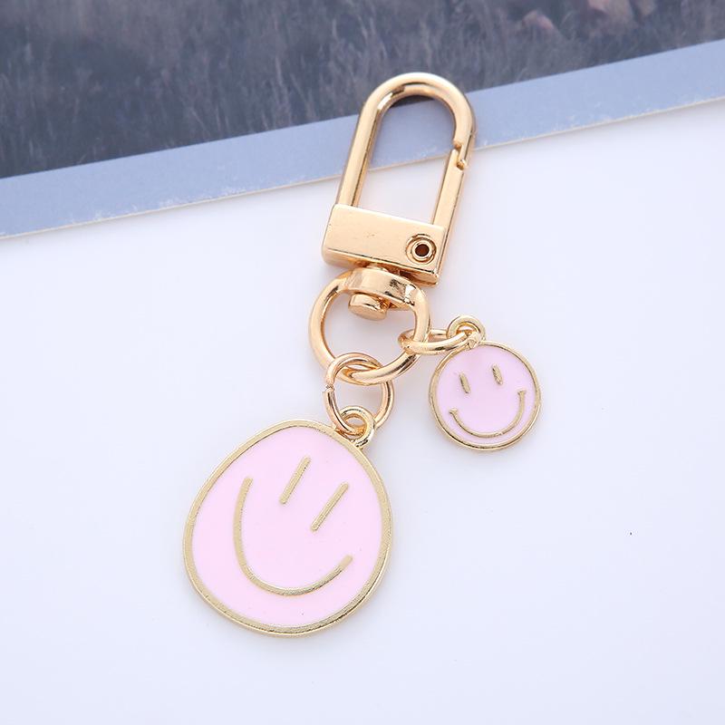 Smiling Face & Heart Enamel Keychain with AirPods Case Holder