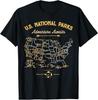 63 Národních parků Mapa US Park Retro Vintage Kempování Turistika Tričko