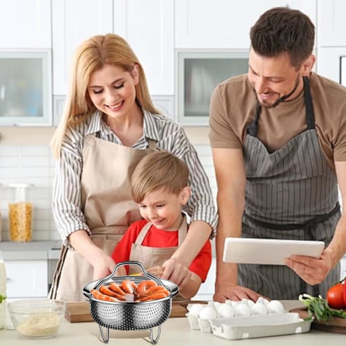 Stainless Steel Steamer Basket, Vegetable Steaming Basket, Pot Steamer Rack, Rice Cooker Basket, Easy Steaming Plate for Placing On a Pot, Basket, Net