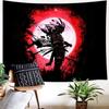Samurai Warrior Tapestry  Bold Red Moon Art for Bedroom Decor Enhance Your Space with Dramatic and Cultural Vibes
