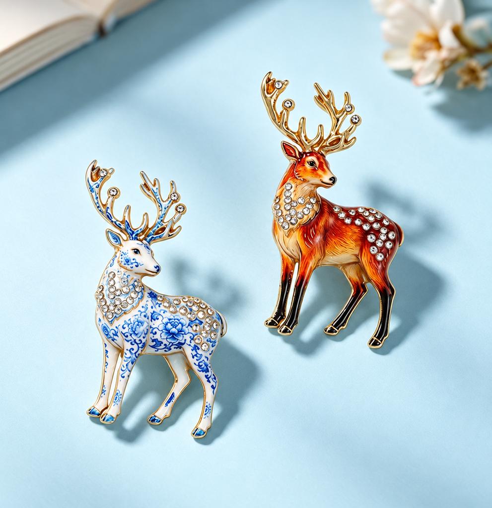Rhinestone Brooch Animal Reindeer Pin Fashion Brooch Commuting Metal Brooch For Clothing Holiday Gatherings Daily Wear
