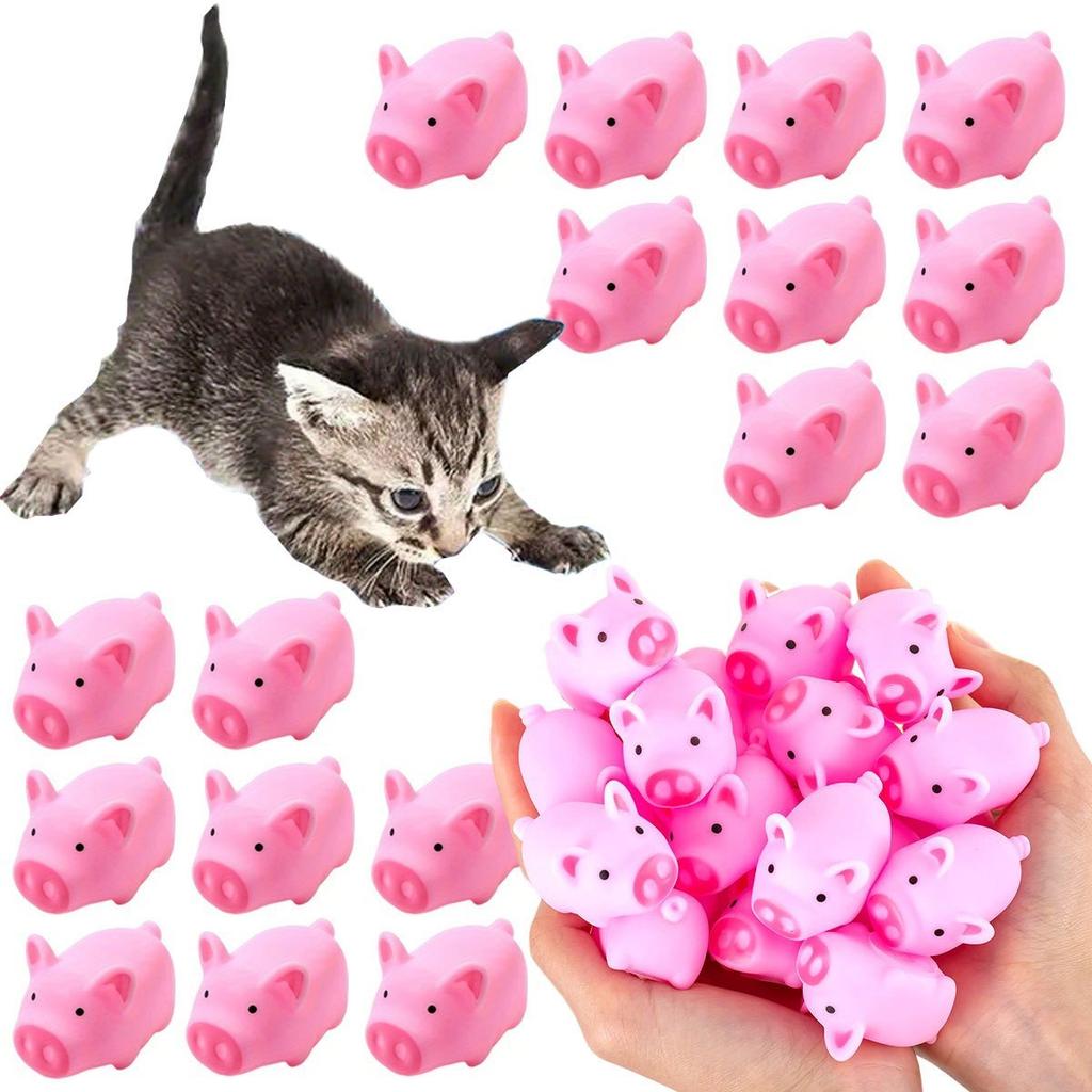 6/36pcs Mini Rubber Pig Baby Bath Toys Pink Piggy Decompression Venting Toys Float Squeak Toys for Baby Shower for Children