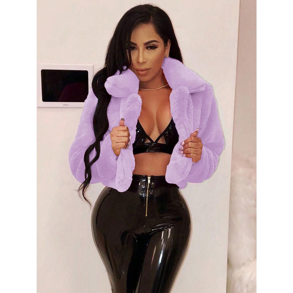 2025 Veganská zkrácená bunda z umělé kožešiny - Plyšový kardiganový kabát z umělého střižního rouna s nadměrným střihem, Kokonový kabátigan pro volný čas i na ulici na zimu