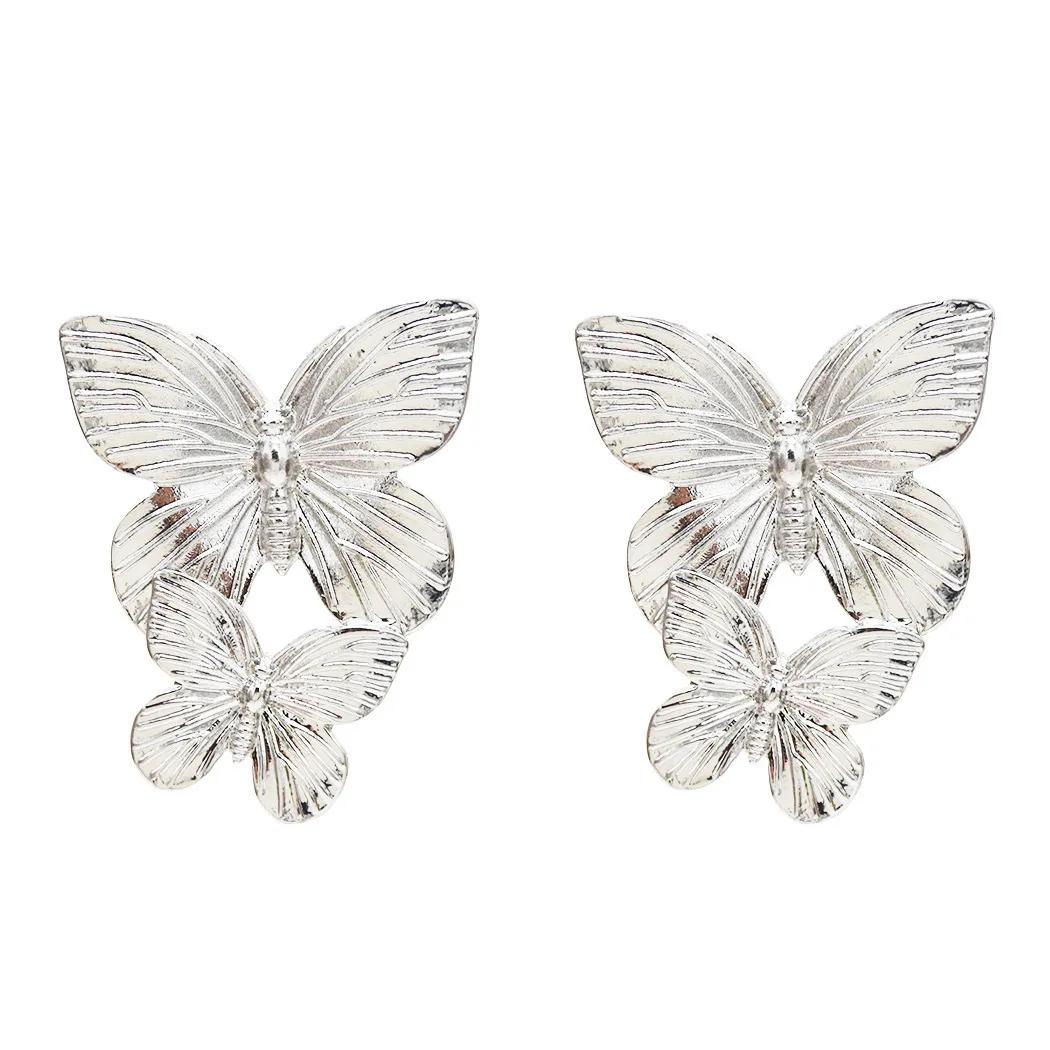 

Exaggeration 2pcs Butterflies Animal Big Dangle Earrings for Women Viatage Gold Color Stainless Steel Pendant Jewelry Party Gift