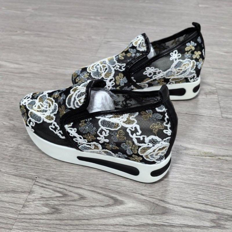 Mesh Single Shoes One Foot Wearing Shallow Mouth Thick-soled Fabric Single Shoes with A Round Toe