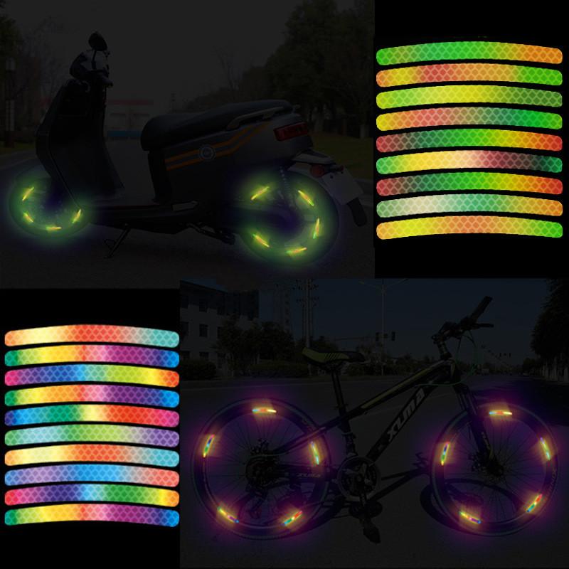 20pcs Colorful Car Wheel Hub Reflectors Stickers Motorcycle Bike Tire Universal Night Reflective Warning Decals Auto Accessories